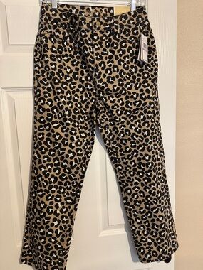 Michael Kors Leopard Print Pants in Black and Tan